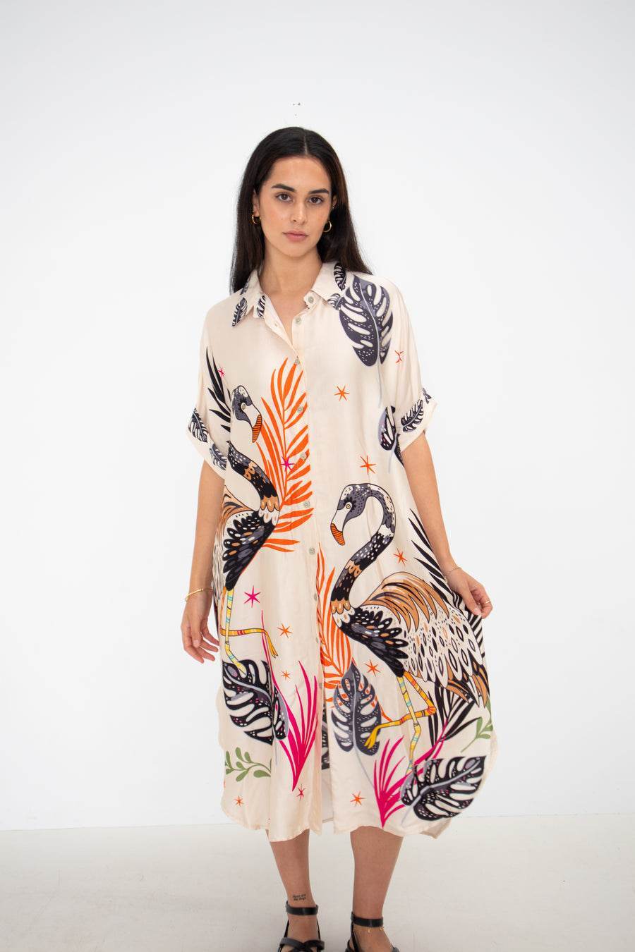 Women's Korean BSY Velvet Western Maxi Dress - Digital Print - SEEANS