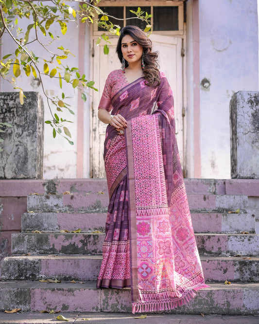 Multicolour Linen Saree with Traditional Patterns | Lightweight and Elegant - SEEANS