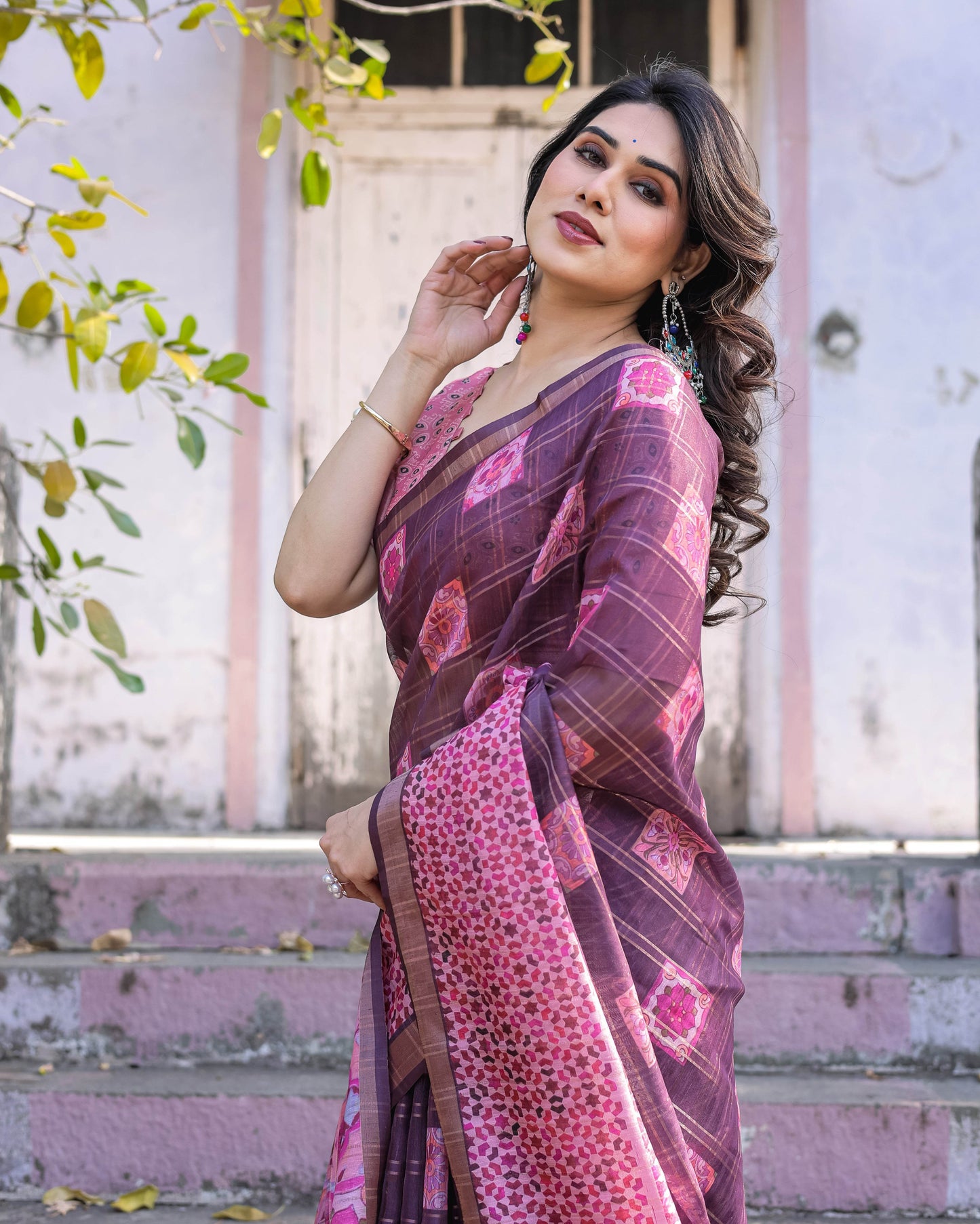 Multicolour Linen Saree with Traditional Patterns | Lightweight and Elegant - SEEANS