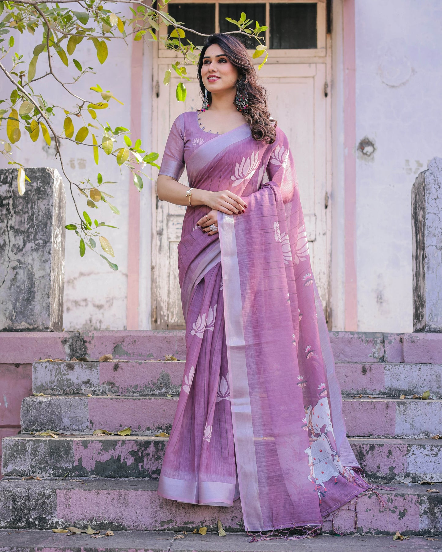 Multicolours Cotton Linen Saree with Zari Weave | Perfect for Every Occasion - SEEANS