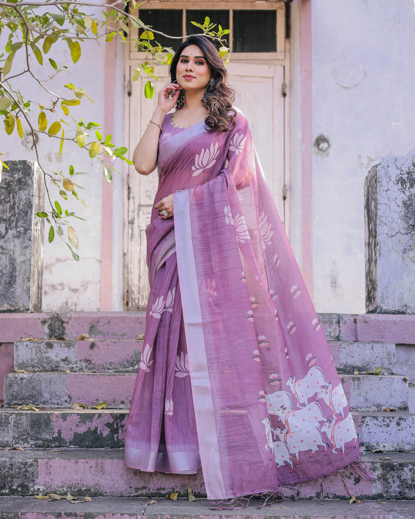 Multicolours Cotton Linen Saree with Zari Weave | Perfect for Every Occasion - SEEANS