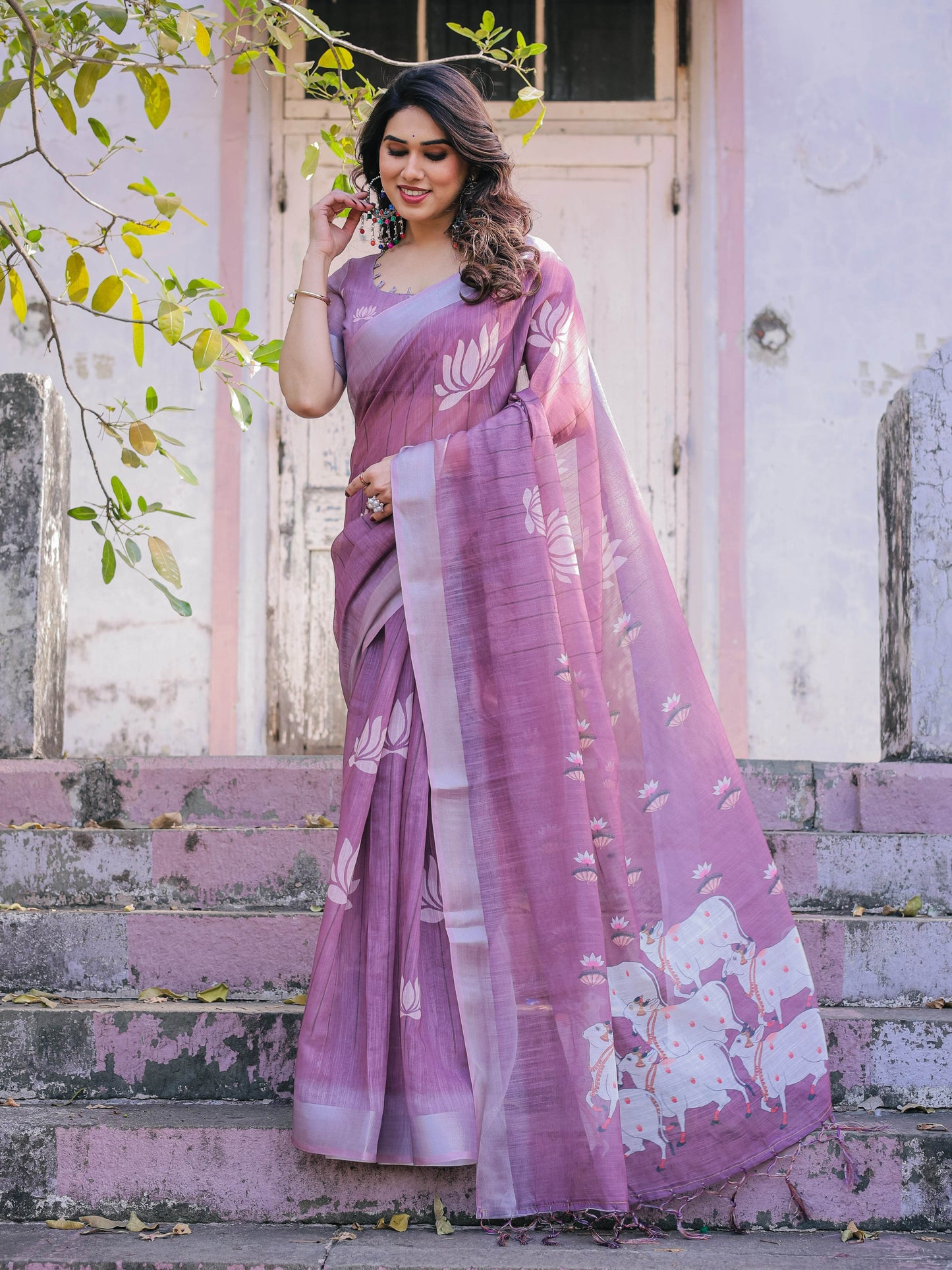 Multicolours Cotton Linen Saree with Zari Weave | Perfect for Every Occasion - SEEANS