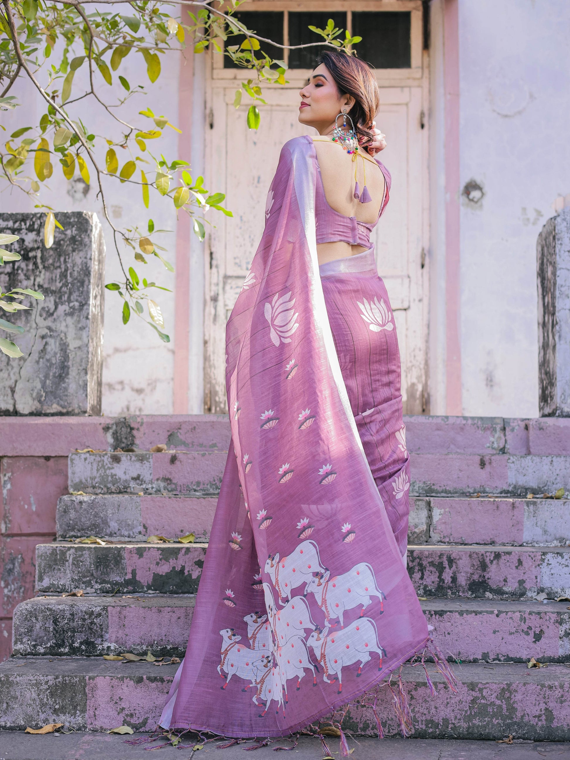 Multicolours Cotton Linen Saree with Zari Weave | Perfect for Every Occasion - SEEANS