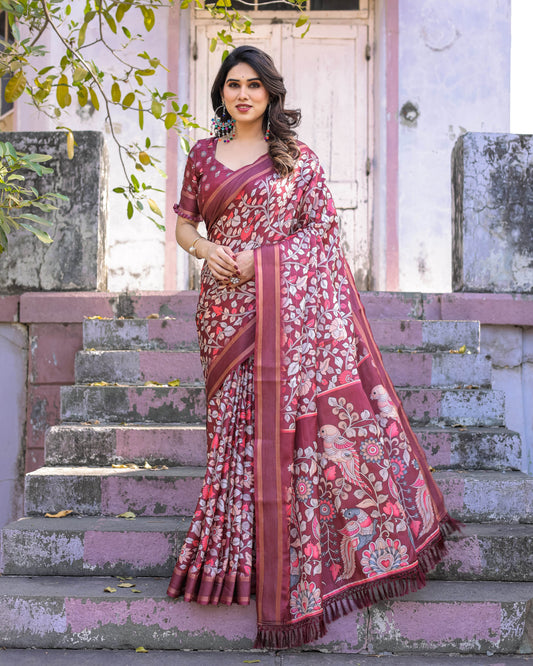 Multicolour Linen Saree with Traditional Patterns | Lightweight and Elegant - SEEANS