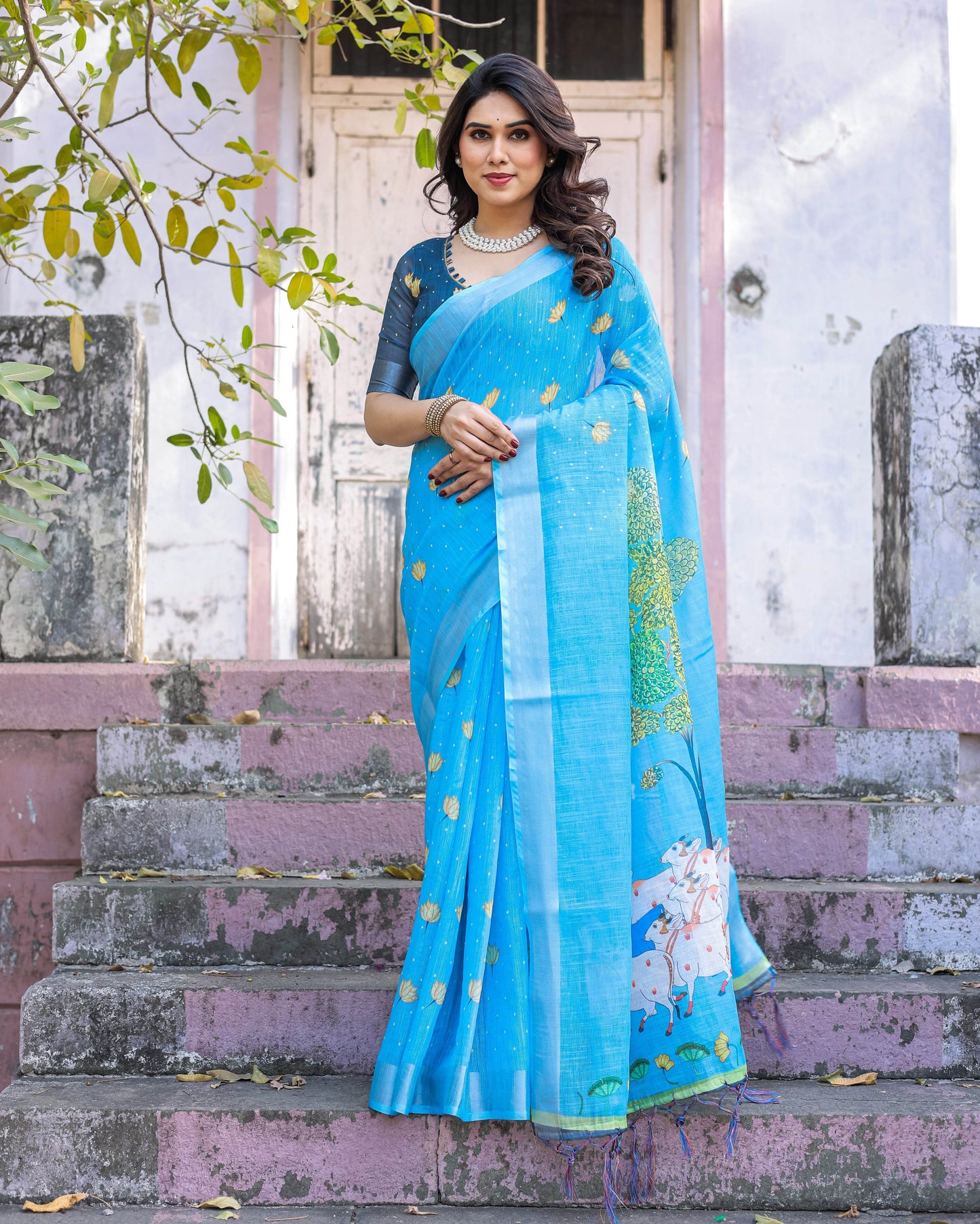 Multicolor Cotton Linen Saree with Traditional Patterns | Lightweight and Stylish - SEEANS