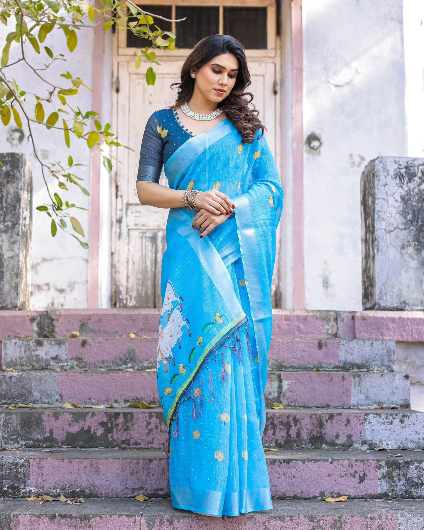 Multicolor Cotton Linen Saree with Traditional Patterns | Lightweight and Stylish - SEEANS