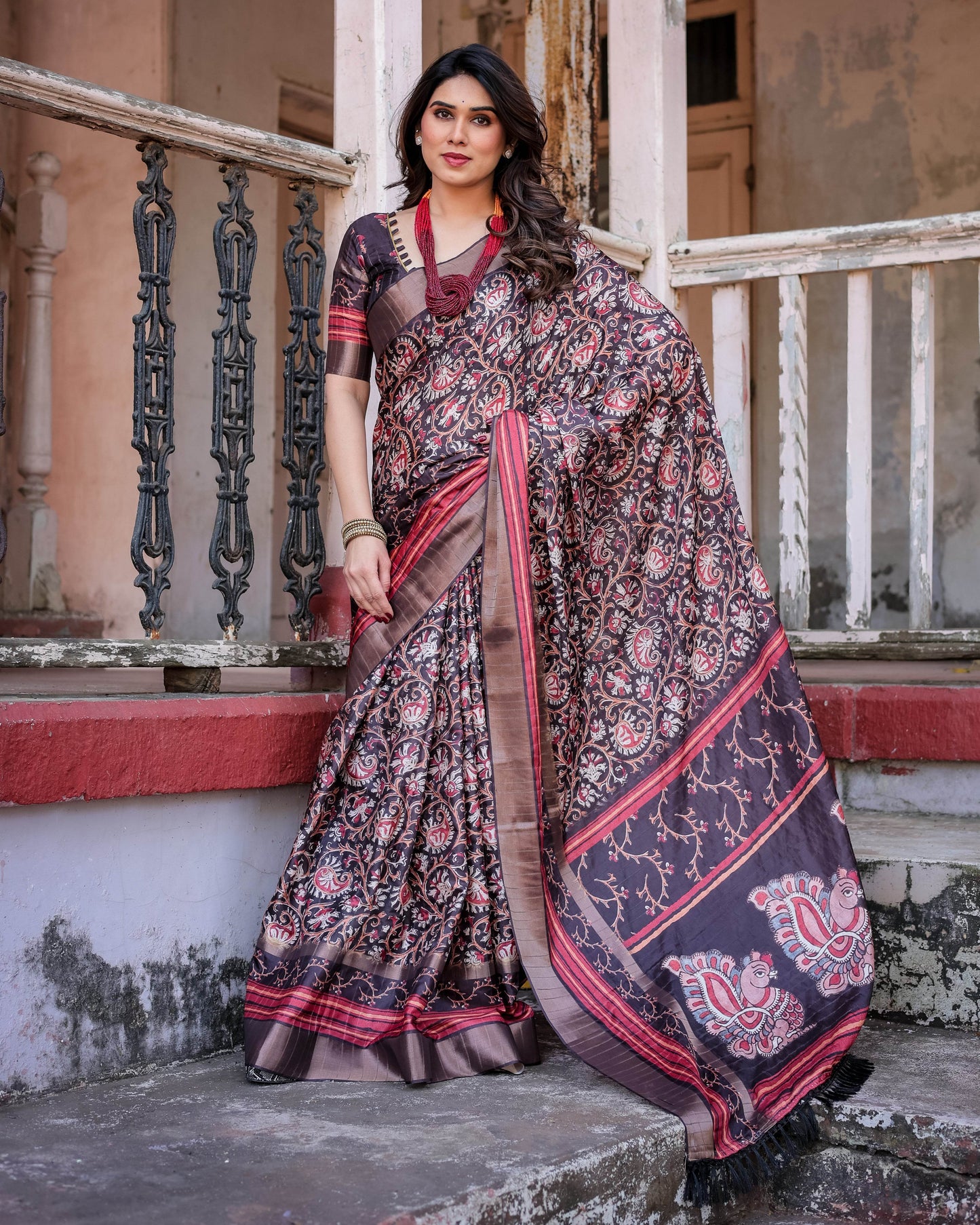 Multicolour Linen Saree with Traditional Patterns | Lightweight and Elegant - SEEANS