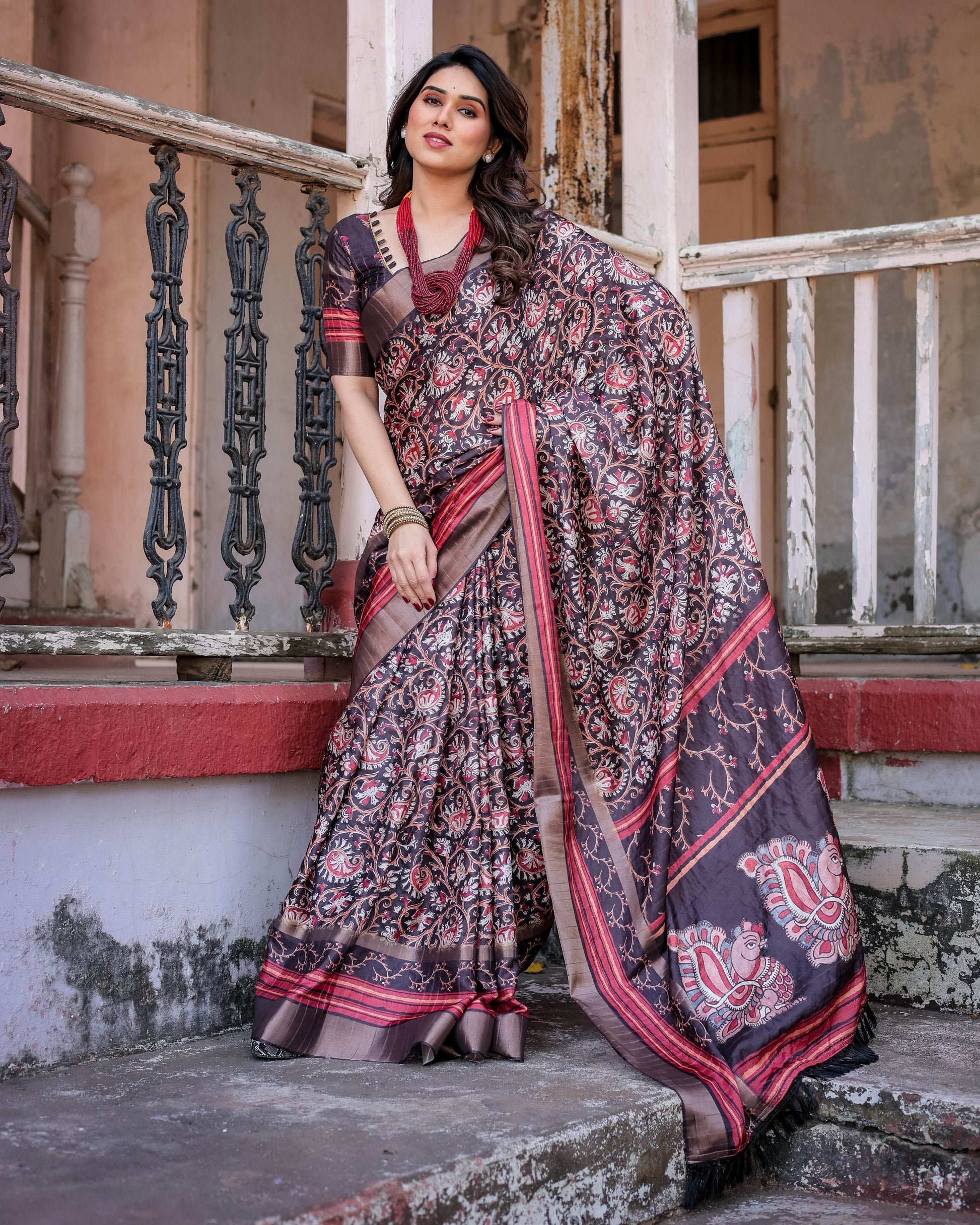 Multicolour Linen Saree with Traditional Patterns | Lightweight and Elegant - SEEANS