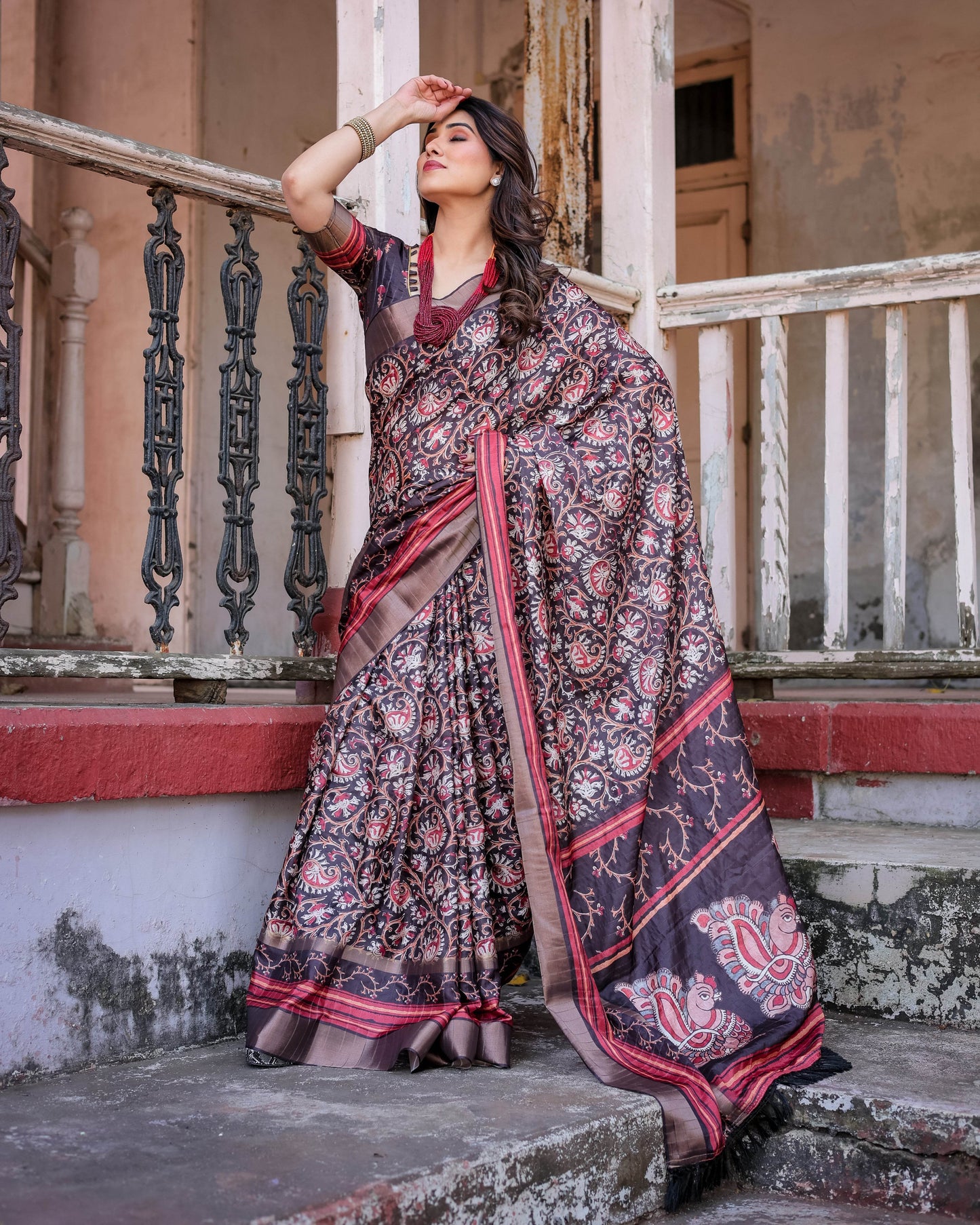 Multicolour Linen Saree with Traditional Patterns | Lightweight and Elegant - SEEANS