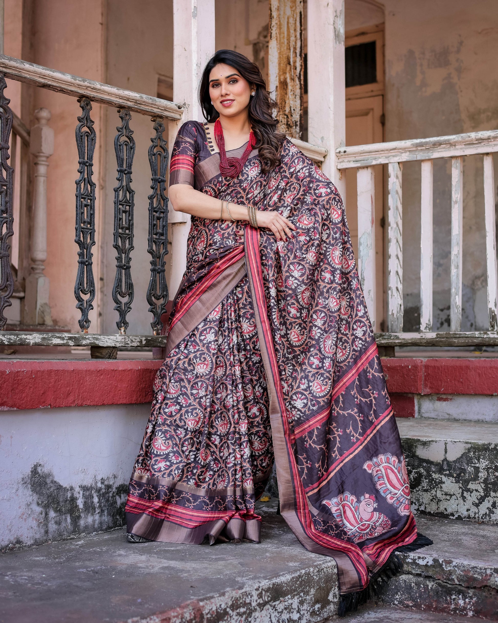 Multicolour Linen Saree with Traditional Patterns | Lightweight and Elegant - SEEANS