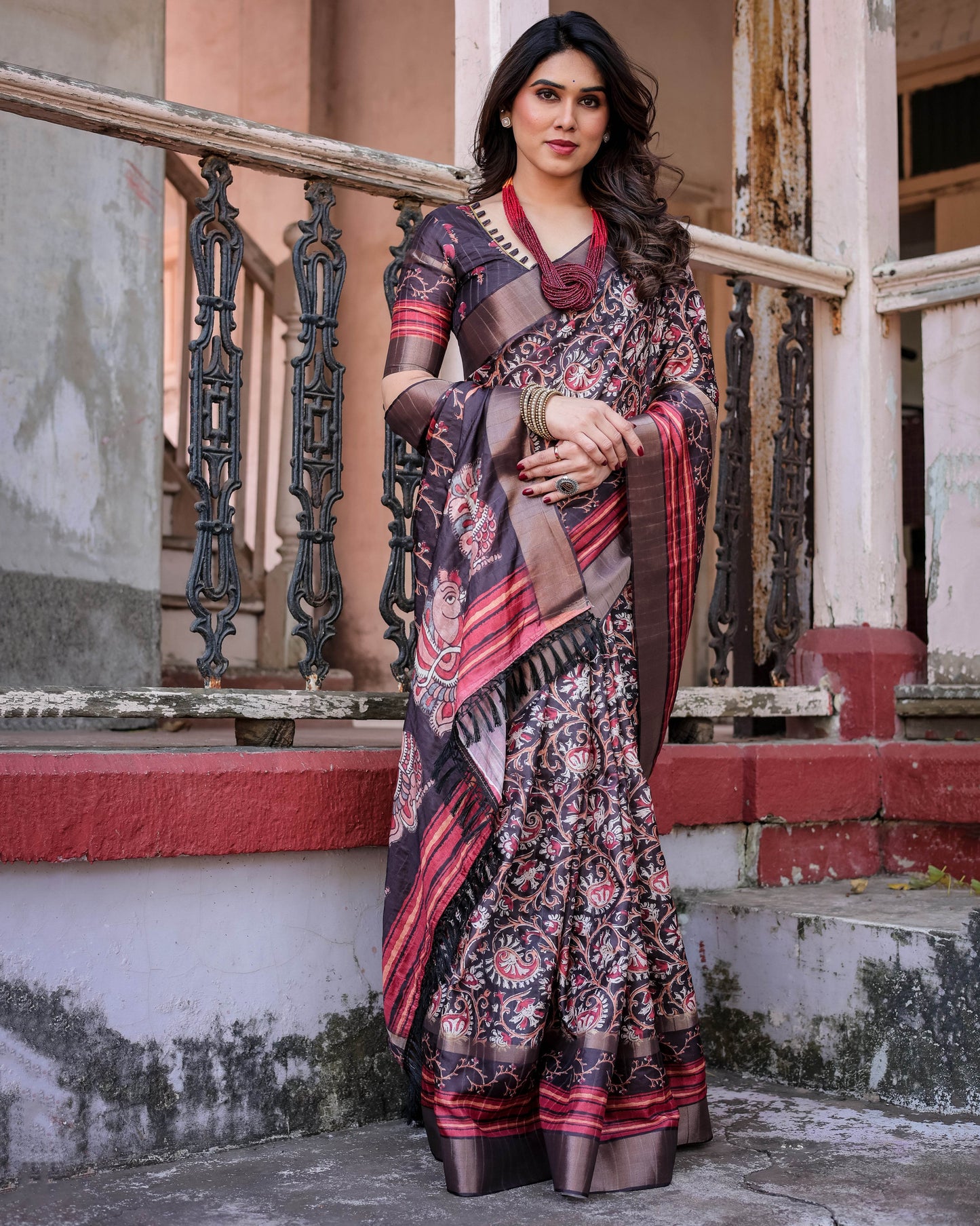 Multicolour Linen Saree with Traditional Patterns | Lightweight and Elegant - SEEANS