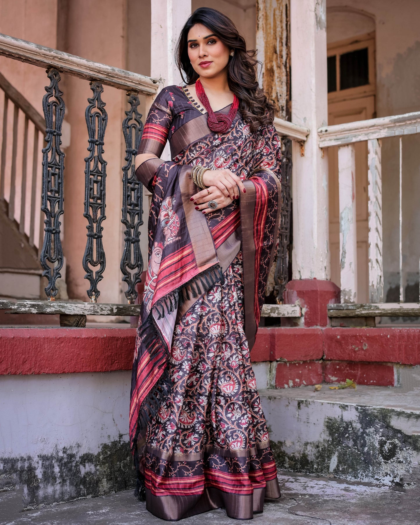 Multicolour Linen Saree with Traditional Patterns | Lightweight and Elegant - SEEANS