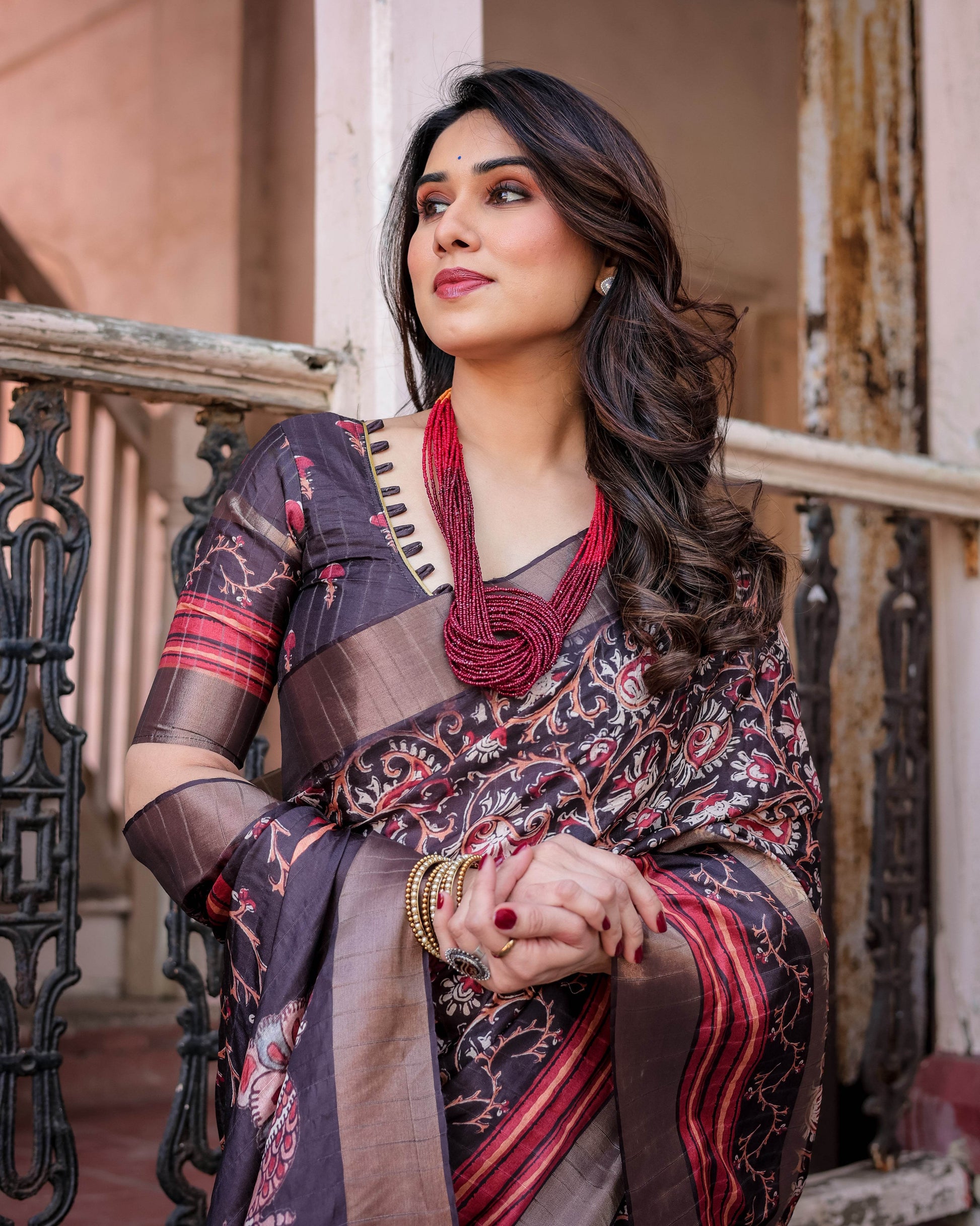 Multicolour Linen Saree with Traditional Patterns | Lightweight and Elegant - SEEANS