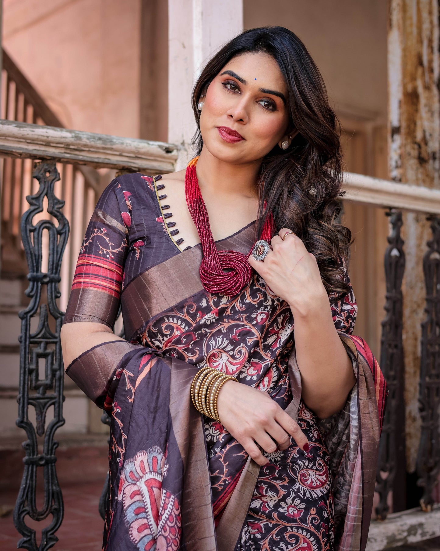 Multicolour Linen Saree with Traditional Patterns | Lightweight and Elegant - SEEANS