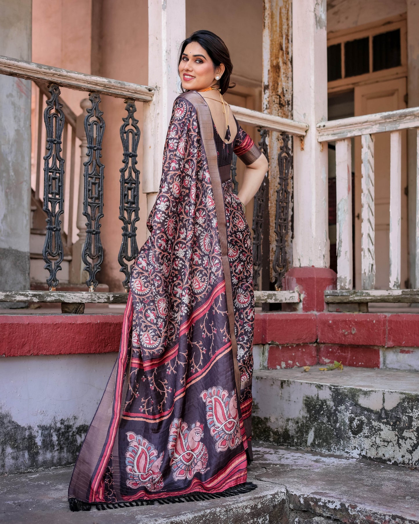 Multicolour Linen Saree with Traditional Patterns | Lightweight and Elegant - SEEANS