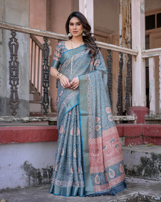 Multicolour Linen Saree with Traditional Patterns | Lightweight and Elegant - SEEANS