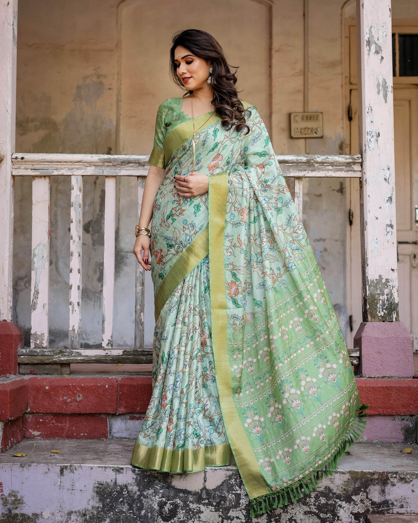 Multicolour Linen Saree with Traditional Patterns | Lightweight and Elegant - SEEANS