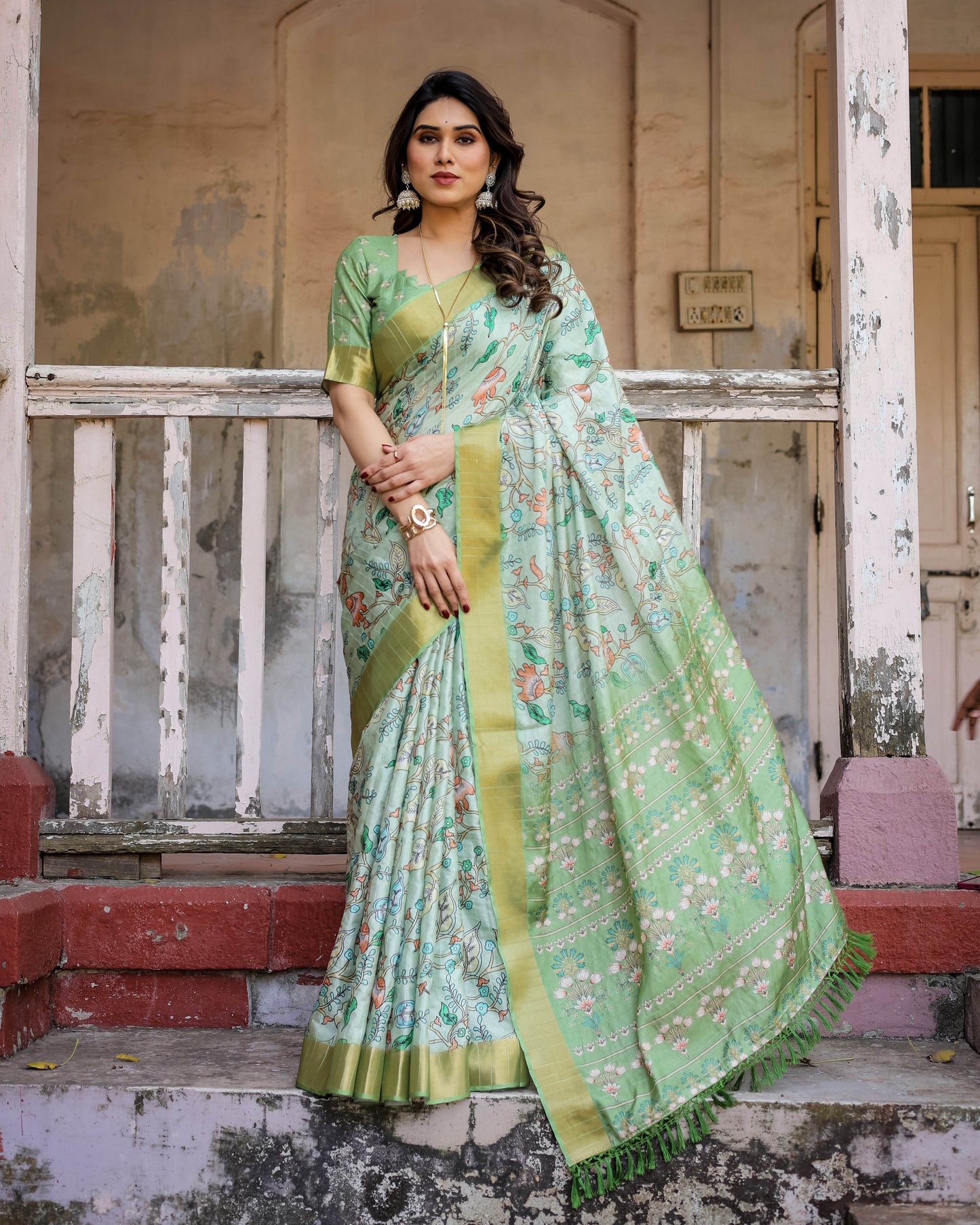 Multicolour Linen Saree with Traditional Patterns | Lightweight and Elegant - SEEANS