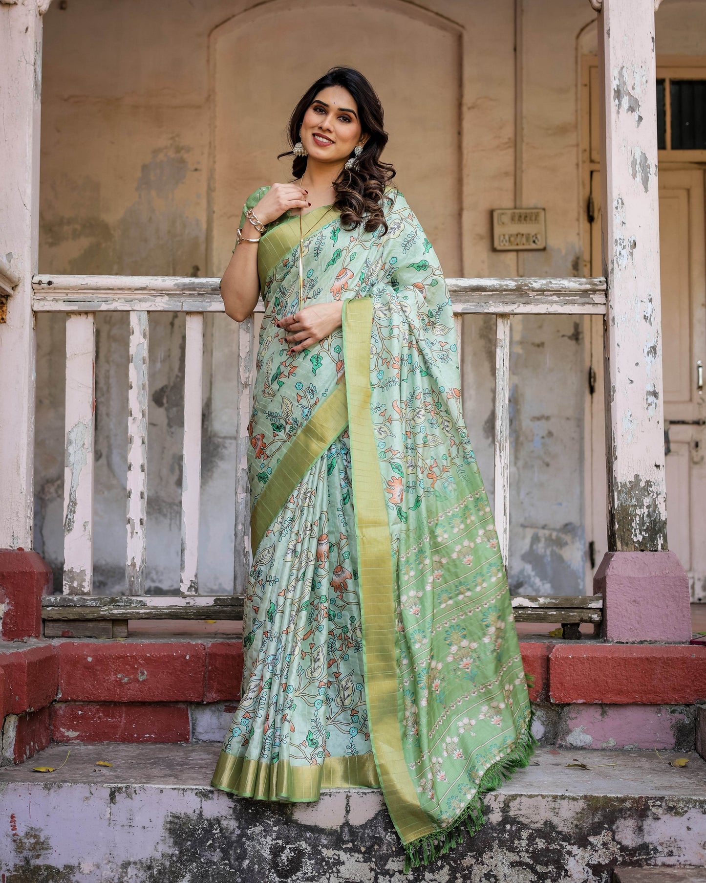 Multicolour Linen Saree with Traditional Patterns | Lightweight and Elegant - SEEANS