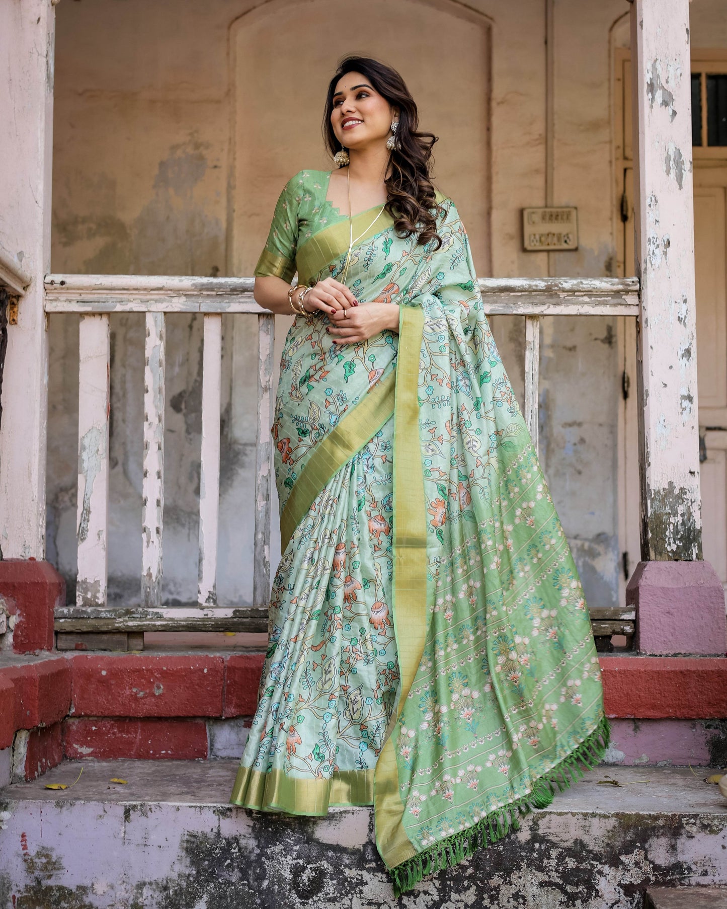 Multicolour Linen Saree with Traditional Patterns | Lightweight and Elegant - SEEANS