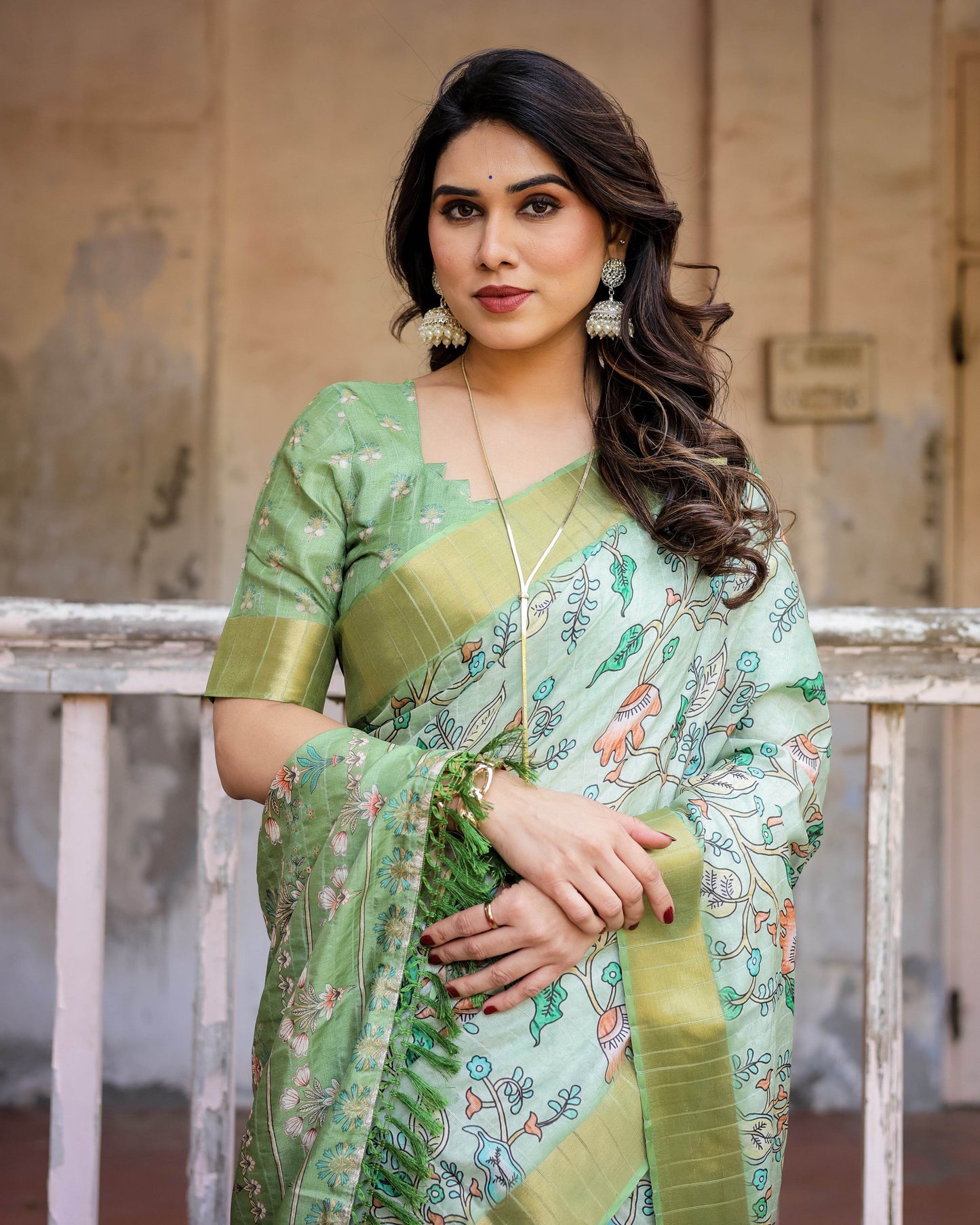 Multicolour Linen Saree with Traditional Patterns | Lightweight and Elegant - SEEANS