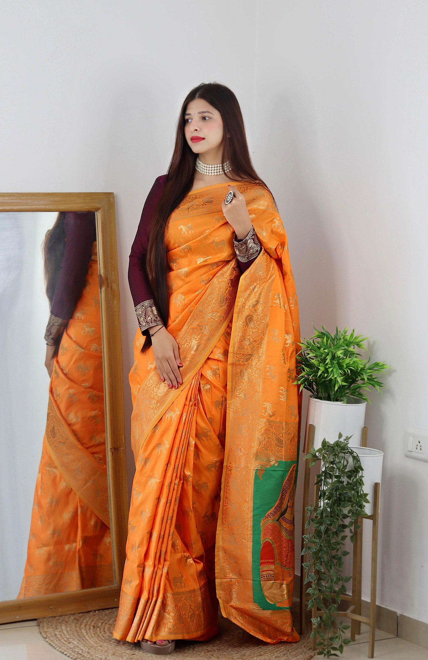 Pure Banarasi Silk Saree with Zari Weaving | Classic & Elegant - SEEANS