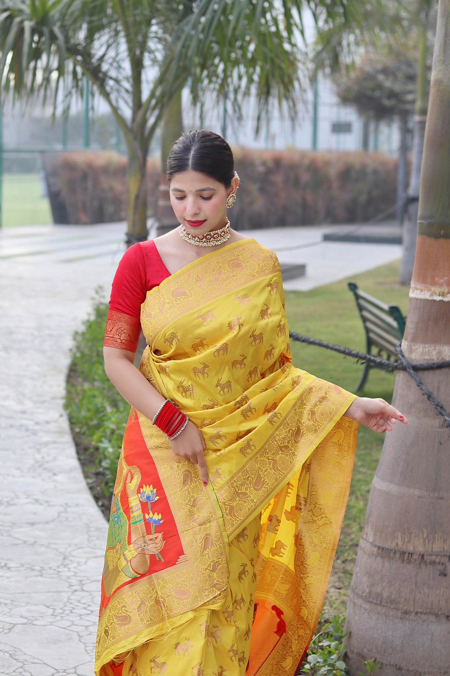 Pure Banarasi Silk Saree with Zari Weaving | Unstitched Blouse - SEEANS