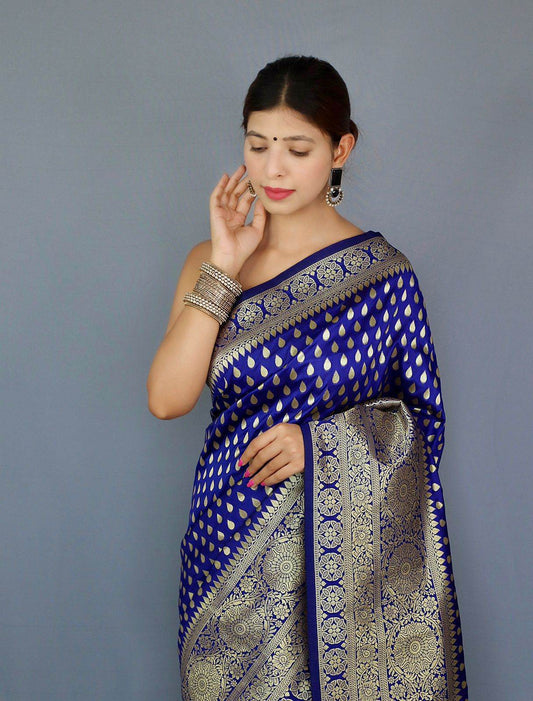 Pure Banarasi Silk Saree with Zari Weaving – Royal & Elegant - SEEANS