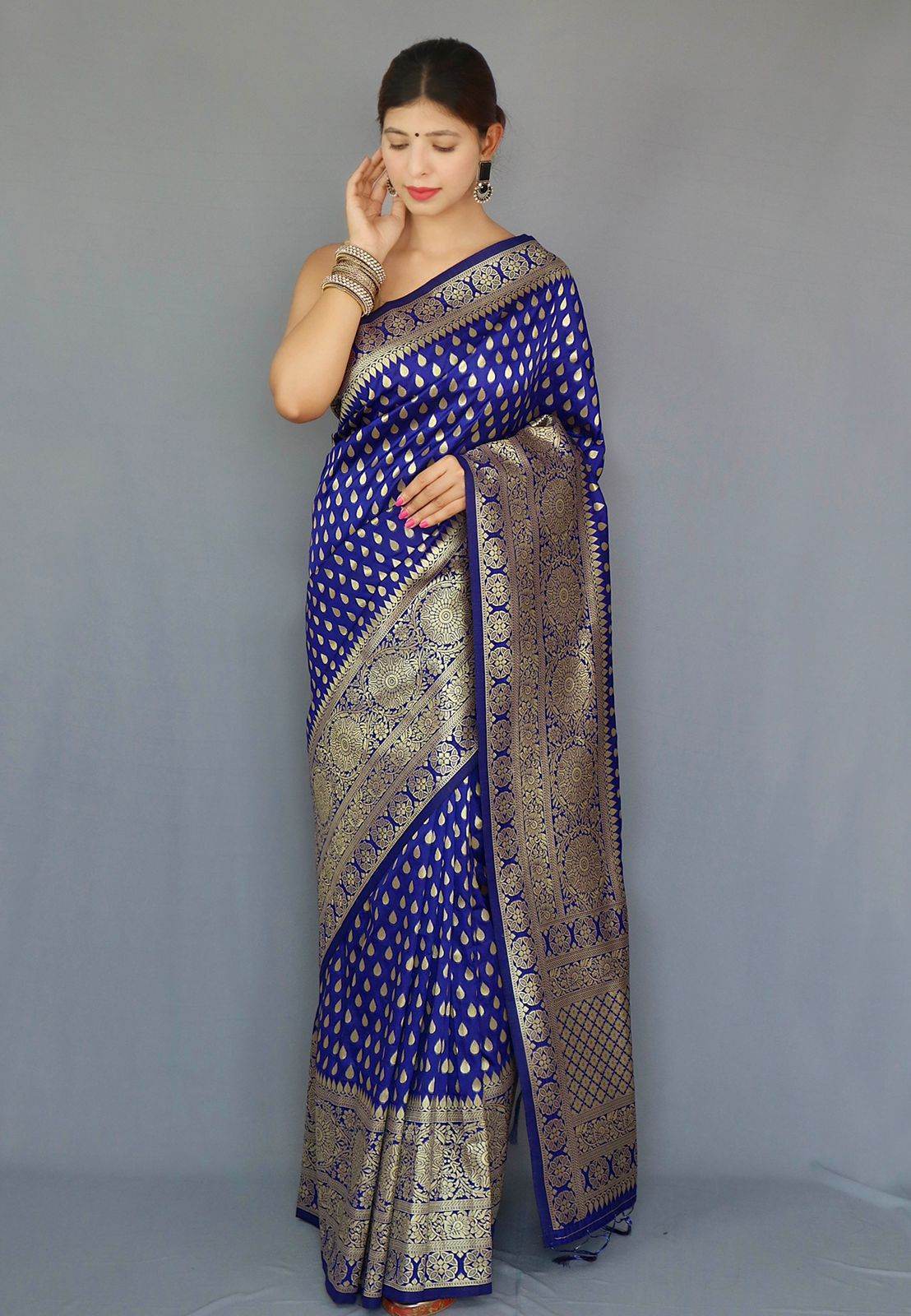 Pure Banarasi Silk Saree with Zari Weaving – Royal & Elegant - SEEANS