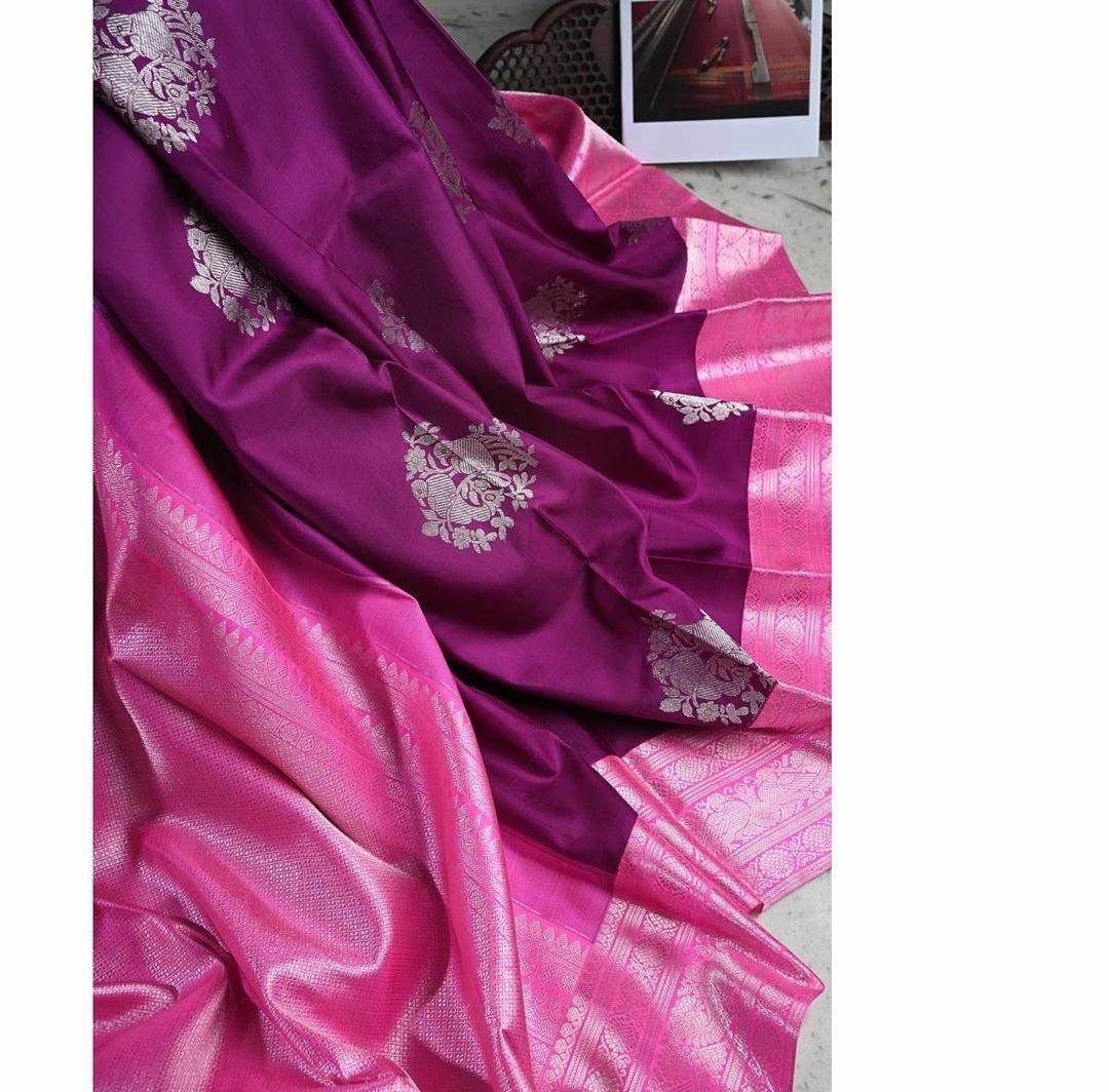 Kanjivaram Soft Lichi Silk Saree with Royal Weaving - Vintage Design - SEEANS