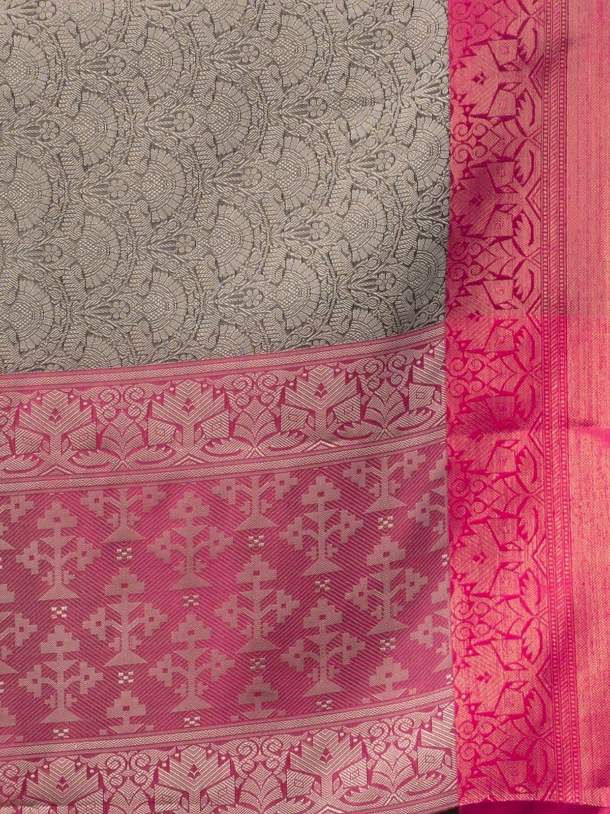 Kanjivaram Soft Lichi Silk Saree with Intricate Weaving - Royal Look - SEEANS