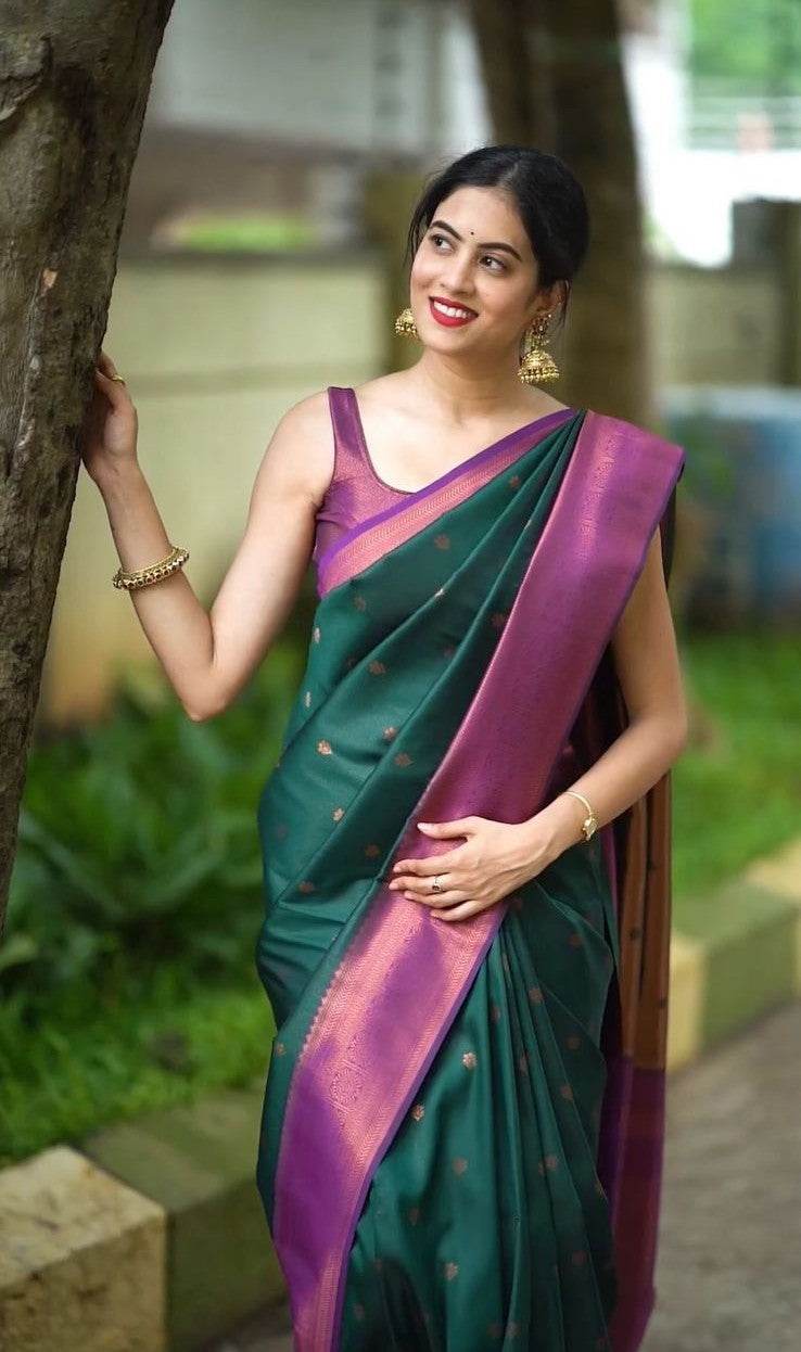 Kanjivaram Soft Lichi Silk Saree with Rich Border – Elegant Weaving Design - SEEANS