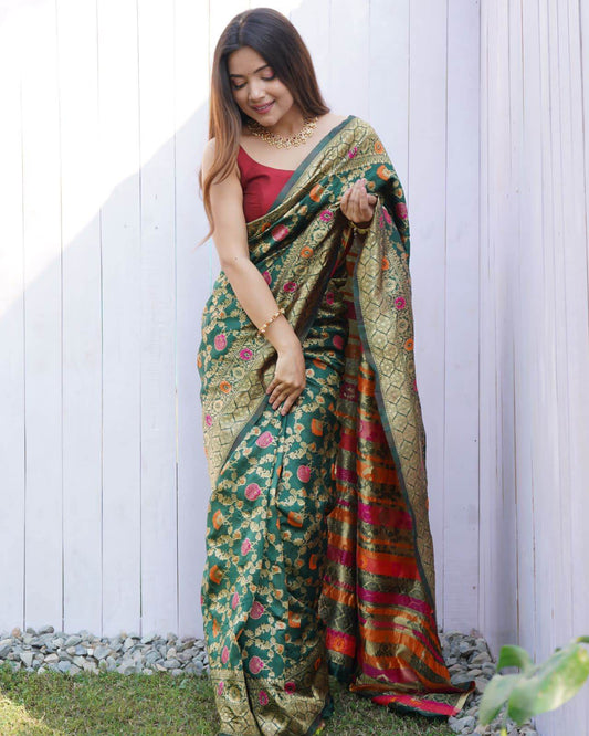 Kanjivaram Soft Lichi Silk Saree with Rich Border & Vintage Weaving - SEEANS