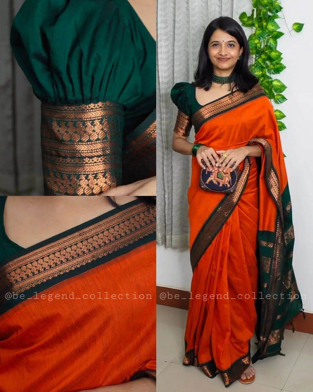 Kanjivaram Soft Lichi Silk Saree with Vintage Weaving & Rich Border - SEEANS