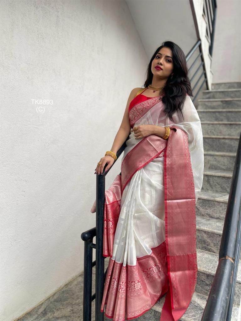 Kanjivaram Soft Lichi Silk Saree with Vintage Weaving & Rich Border - SEEANS