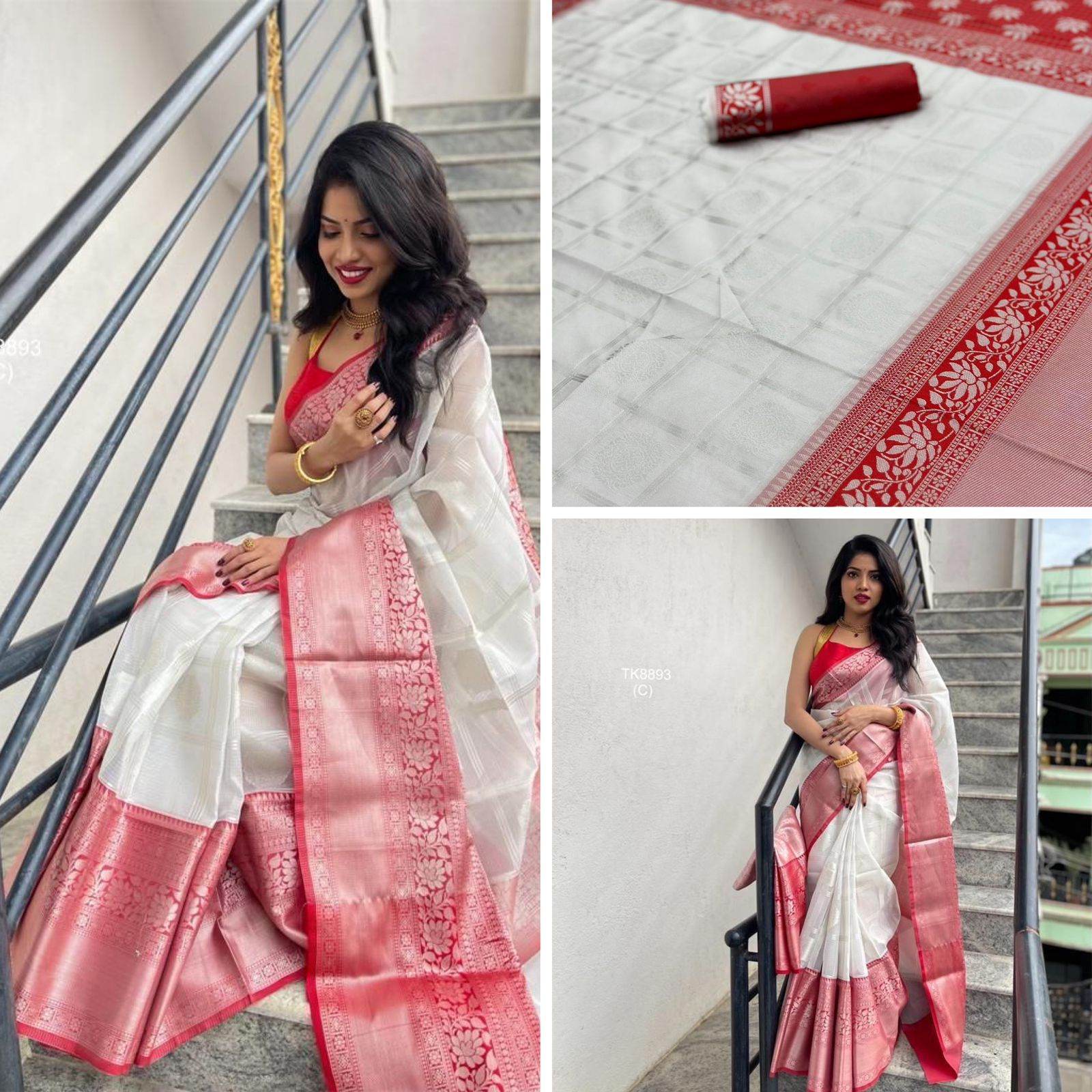 Kanjivaram Soft Lichi Silk Saree with Vintage Weaving & Rich Border - SEEANS