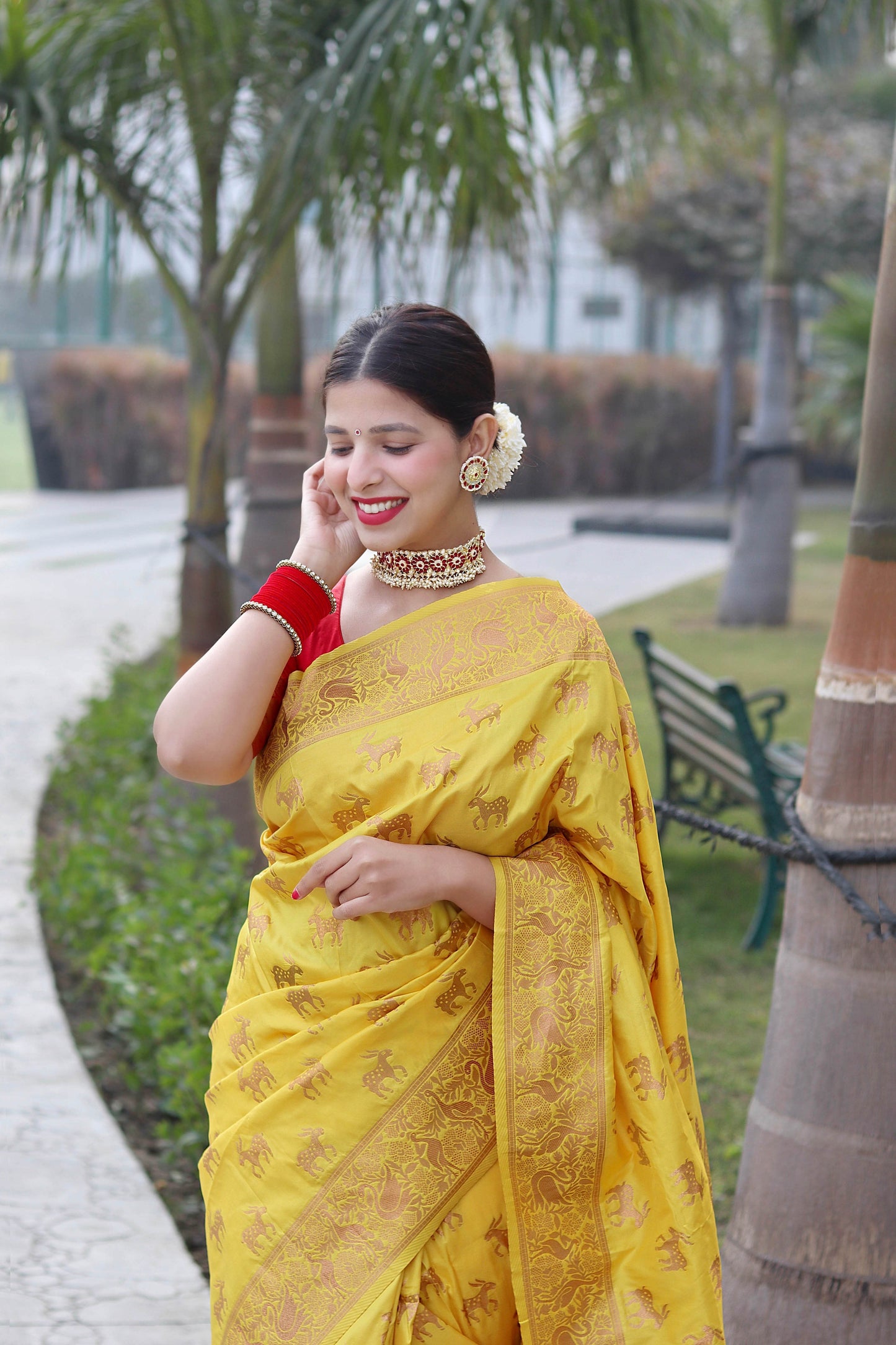 Pure Banarasi Silk Saree with Zari Weaving | Unstitched Blouse - SEEANS