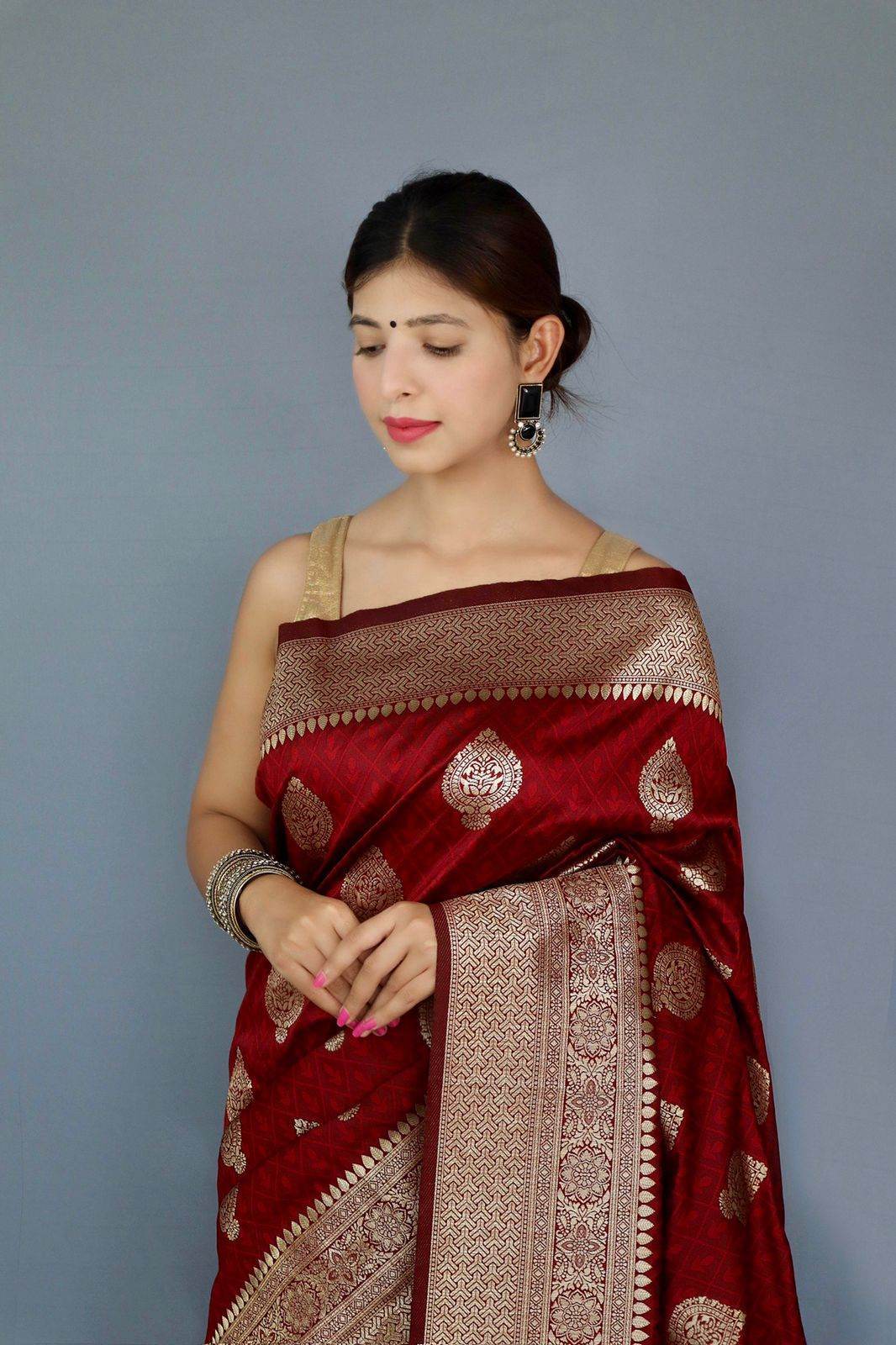 Pure Banarasi Silk Saree with Zari Weaving – Traditional Indian Saree - SEEANS